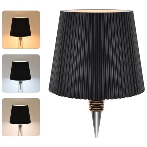 AVANLO Wireless Wine Bottle Lamp Head, Portable Touch LED Bottle Lamp with 3 Modes Dimmable Light, Rechargeable 5500mAh Battery Bedside Cordless Lamp,Bottles Lamp for Any Bottle (Black) Cover