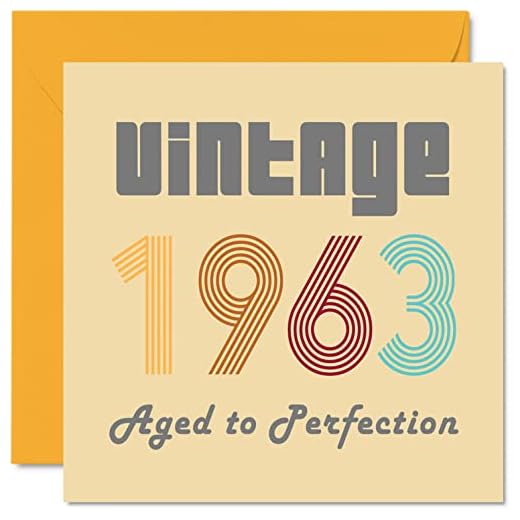 Tarjetas cumpleaños 59 hombres mujeres, vintage 1963 envejecido a perfección, 59 tarjetas cumpleaños divertidas ella, 145 x 145 mm, tarjetas felicitación cumpleaños mamá, papá, abuelo, abuela, niñera