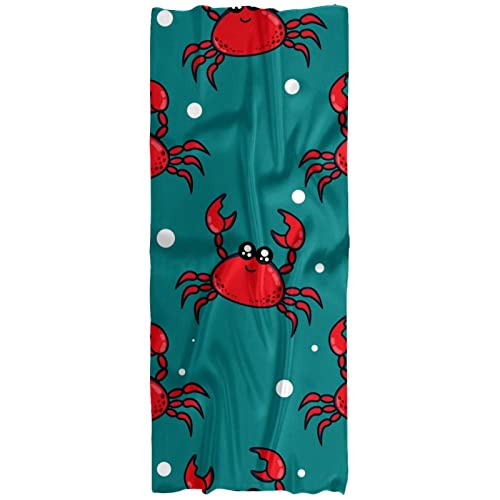 Écharpe légère femme hiver imprimé crabe rouge grand châle bleu