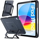 WSKEN iPad A16用ケース - iPad 第11世代/第10世代ケース(2025/2022)、5イン1マルチ調節可能なキックスタンドカバー、鉛筆ホルダー付き 耐衝撃デザイン iPad 11インチケース、ブラック