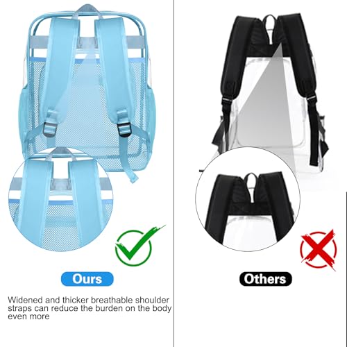 Clear Backpack,Sturdy Shape Heavy Duty Large Clear Backpack,Transparent Casual Backpacks,for Stadium,Work, Travel (Blue)4