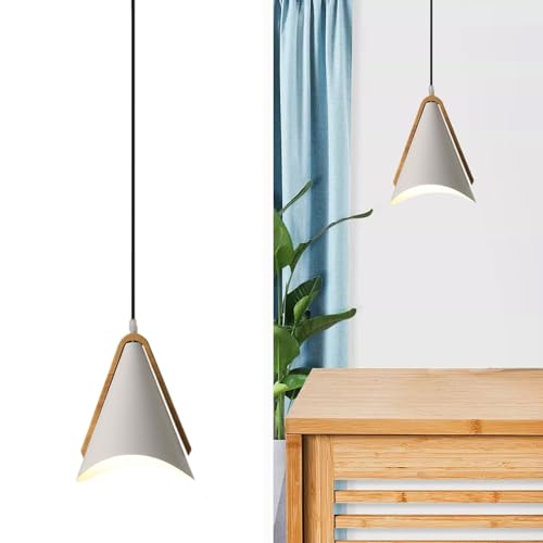 Lampe suspendue nordique en bois et fer noir avec suspension réglable 40 pouces