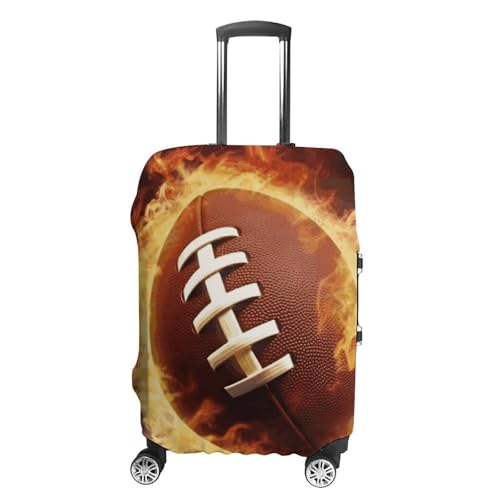 Flaming American Football Printed Luggage Cover Protector, Fits 18-32 Inch Luggage