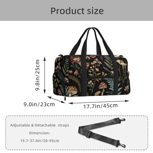 Bolsa de deporte de hongos para gimnasio y yoga con compartimento de zapatos impermeable 3