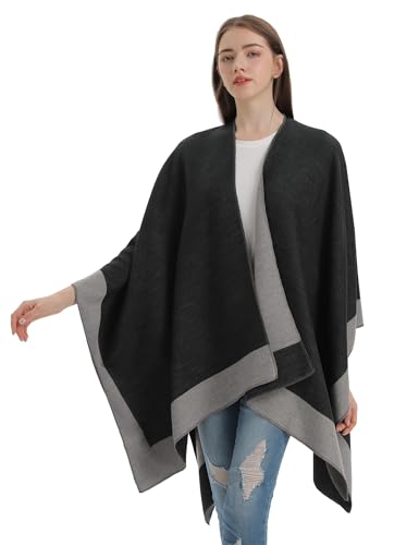 YnimioAOX Women's Shawl Wrap Poncho Sweater Open Front Cape for Fall Winter3