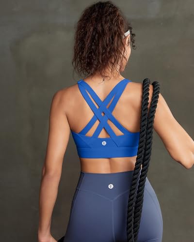 Image of RUNNING GIRL Sports Bra for Women High Support,Strappy Running Supportive High Impact Sports Bras with Sewn in Pads