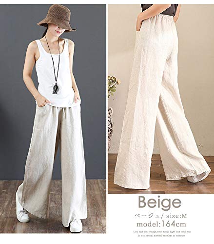 Senlen - Pantaloni casual da donna, in cotone, con...