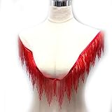 Labellezalady 1Meter/39 Gold Silver Red Black Beads Wavy Water Shape Fringe Trim Beads Fringe Belt Trim Ribbon Tassel Chain for Clothing,Gift Pack,Shose,hat DIY Decoration (Red-2401, TR2401)