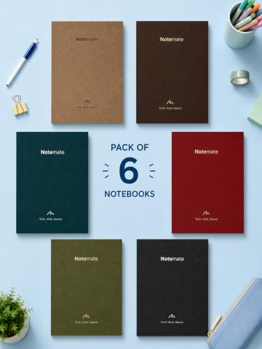 Image of DOODLE Notemate A4 Notebook Pack of 6 | 160 Pages Each | Smooth Paper | Minimal Design Notebooks for School, College, Office, Notes, Lists, Study & Everyday Writing