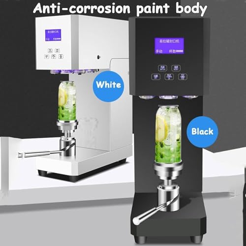 Automatic Soda Can Sealer Machine,Adjustable Tin Can Seamer for 55mm Aluminum Caps,Commercial Can Sealing Equipment,370W Electric Cup Sealer Machine,for Plastic Aluminum Cans(White,Automatic)