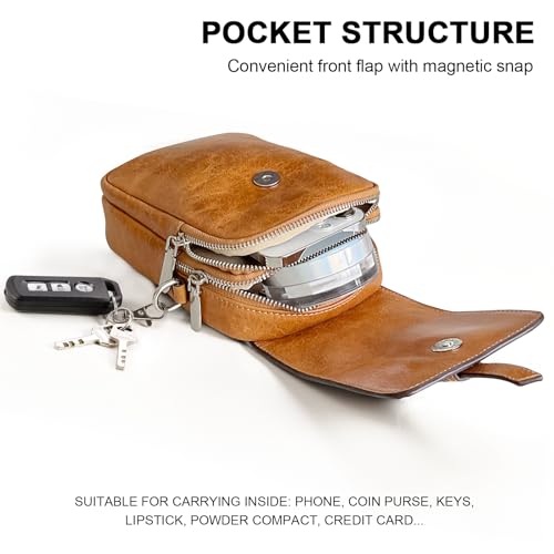Image of Genuine Leather Crossbody Bags for Women, Small Crossbody Bag for Women,Phone Purses with Adjustable Strap for Travel
