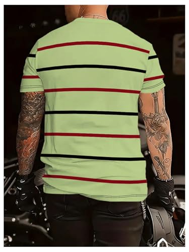 Image of RoseSeek Men's Color Block Short Sleeve Tee Shirts Casual Crewneck T Shirt Trendy Summer Tops