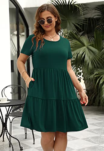 Image of Nemidor Women Plus Size Casual Ruffle Dress Swing Midi Pocket