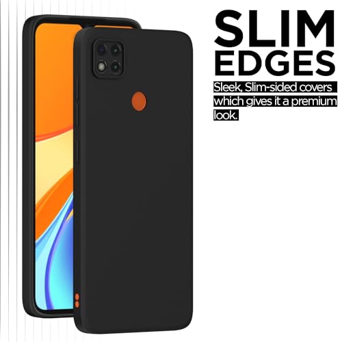Image of Outlouders Back Cover for Redmi 10A / 10A Sport /Redmi 9 /9 Activ / 9C / Poco C31 | Camera Protection | Durable Soft Matte Silicone Bumper Case (Black)