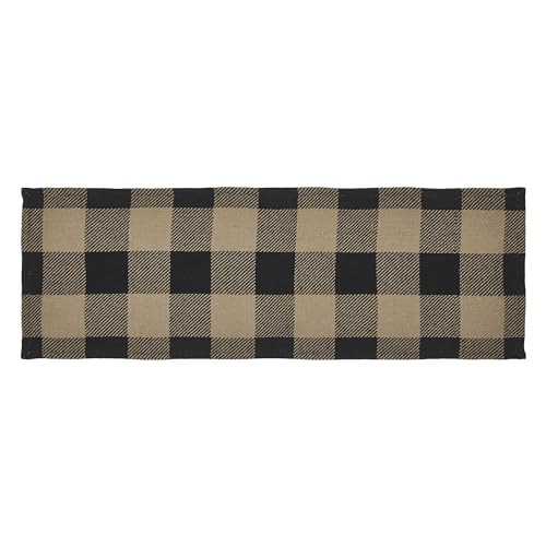 VHC-Brands-Runner-12×36-Cotton-Dining-Room-Kitchen-Table-Runner-Country-Farmhouse-Style-Black-Check-Collection-Rectangle-12×36-Country-Black VHC Brands Runner 12×36 Cotton Dining Room Kitchen Table Runner Country Farmhouse Style Black Check Collection Rectangle 12×36 Country Black