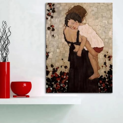 Poster sur toile célèbre tableau mère et fils décoration murale vintage séjour 60x90 cm