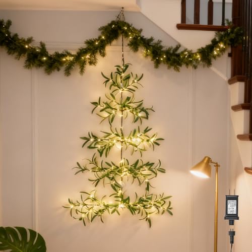 Hairui Lighted Wall Hanging Olive Tree with Timer 3.5FT 140 Warm White LED Fairy Lights, Vine...