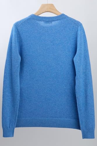 Image of JENNIE LIU Women's 100% Pure Cashmere Crew Neck Sweater, Tight Knit Cozy Soft Hand Washable Long Sleeve Pullover