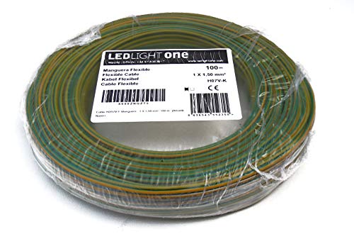 Cable FLEXIBLE H07V-K 1 x 1,5 mm Rollo 100 metros (Amarillo/Verde)