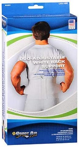 Sport Aid Duo-Adjustable White Back Support, 9'' Medium Large 1 Each by Sport Aid (Pack of 2)