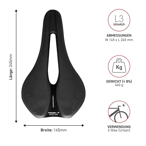 Selle Italia Model X Comfort Plus - Fahrradsattel, 100% nachhaltig, Gelkomfort, extra Polsterung, Superflow Aussparung – Größe L3, Schwarz