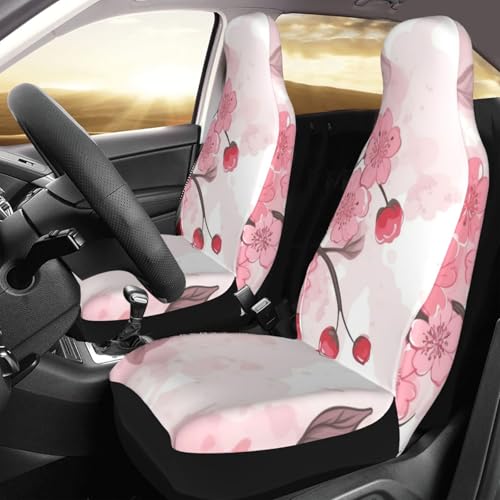Housse de siège avant de voiture antidérapante rose cerise motif floral