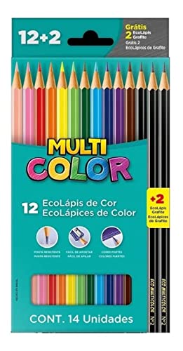 Ecolápis de cor, Multicolor Super, 11.1200N+2G, 12 cores + 2 lapis, 14 unidades, Multicor