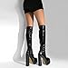 onlymaker Zip up Knee Booty Closed Square Toe Double Platform Chunky Heels Knee High Boots Black Patent Size 5