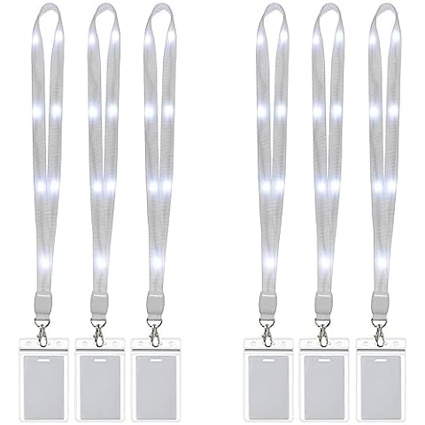 AMNQUERXUS 6 Pack Christmas LED Necklace, Light Up Lanyards Carnival Cruise Lanyard for Women Men Disney Disneyland Trip Ship Cards, Glow in the Dark Party Lanyard (White) Cover