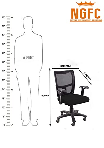 Image of NGFC Breathable Mesh Executive Chair with Padded Seat and Flip-Up Arms (Black, Pre-Assembled)
