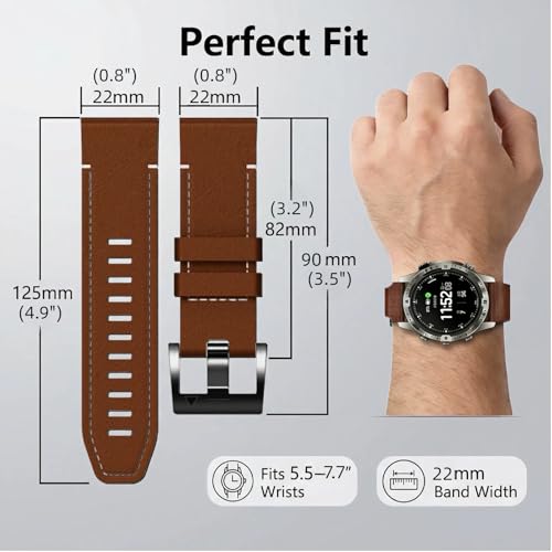 Correa de cuero rápida 22mm para Garmin 47mm miniatura 4