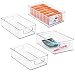 mDesign Stackable Plastic Home Office Storage Organizer Container with Handles for Cabinets, Drawers, Desks, Workspace - BPA Free - for Pens, Pencils, Highlighters, Notebooks - 6" Wide, 4 Pack - Clear