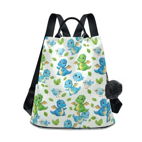 Sac à dos femme dragons bleus et verts - Bagage de voyage antivol élégant