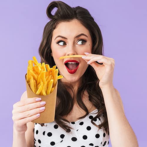 Honeydak 150 Pieces French Fry Cups Holder Charcuterie Cups Disposable Snack Cups Take-Out Party Baking Supplies Popcorn Boxes Paper Cones For Wedding Birthday Party Baby Shower (14Oz), Brown #TOP4