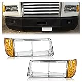 HECASA Headlight Bezel W/Led Compatible With 1989-2002 Freightliner FLD120 Turn Signal Light Lamp 3 Wires Replacement for A06-20738-000 A06-20738-001
