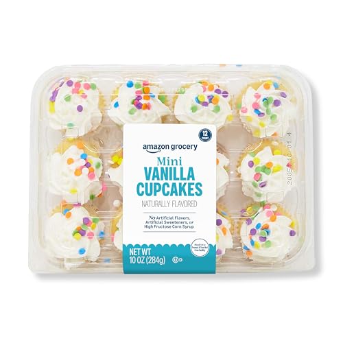 Amazon Grocery, Vanilla Mini Cupcakes, 10 Oz, 12 Ct (Previously Fresh Brand, Packaging May Vary)