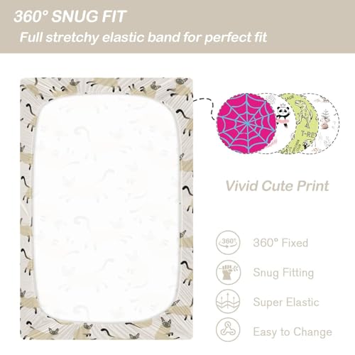 Image of CaTaKu Cute Siamese Cat Mini Crib Sheets for Girls Boys Baby Mattress Sheets Fitted, Soft Toddler Nursery Bed Sheets Neutral 28 inchx 52 inch