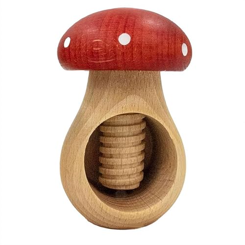 Wooden Nutcracker Mushroom - Nut Cracker Tool Crack Nuts, Nutcracker Screw Press, Manual Nut Cracking Tool for Walnuts, Hazelnuts, Pecans, Compact Wooden Kitchen Tool
