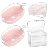 4 Pcs Makeup Sponge Holder Case, Beauty Blender Holder Cosmetic Egg Makeup Sponge Powder Puff Protective Container Storage Box for Travel (Transparent) (1 Big+1 Triangle+2 Makeup sponge case)