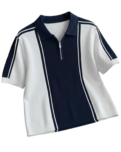 AUSK Men's Beige Half Sleeve Polo Neck T-Shirt White&Navy Blue_A125 - Image 2