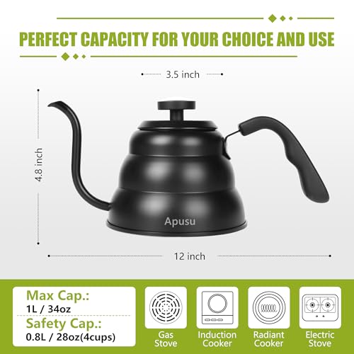 image for Apusu Pour Over Kettle for Manual Drip Coffee and Tea with Thermometer