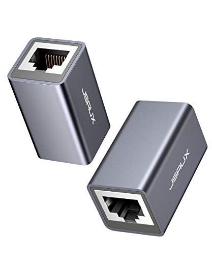 RJ45 Couple Ethernet Cable Connector, JSAUX [2 Pack] Ethernet LAN Coupler Connector Ethernet Extender Adapter Compatible with LAN Cables, Network Cables, Ethernet Cables for Cat7, Cat6, Cat5-Grey