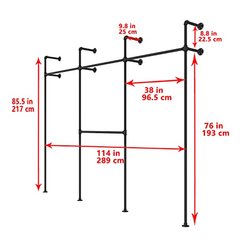 Industrial Pipe Clothing Rack On Wall,Moden Wall Mounted Closet Storage Rack,Hanging Clothes Retail Display Rack,Heavy Duty Steampunk Garment Racks,Black & Three B steampunk buy now online Industrial Pipe Clothing Rack On Wall,Moden Wall Mounted Closet Storage Rack,Hanging Clothes Retail Display Rack,Heavy Duty Steampunk Garment Racks,Black & Three B steampunk buy now online