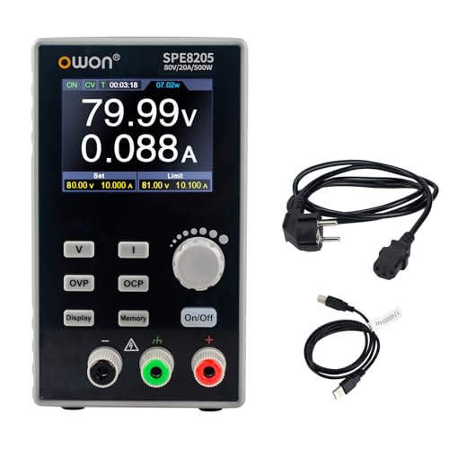 OWON SPE8205 Alimentation CC programmable (0-80 V 0-20 A), Puissance de Sortie 500 W, Ensemble...