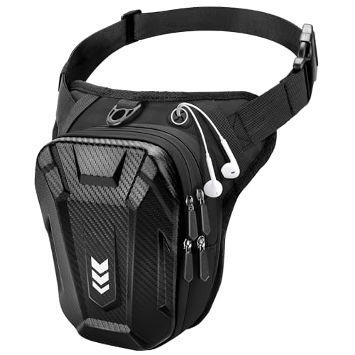 Rolgno Marsupio Gamba Moto per Uomo & Donna, [Capacità Espandibile] Borsa Gamba Moto, [EVA Durevole] Marsupio Cosciale Borsello con Jack per Cuffie & Cintura Regolabile per Ciclismo Trekking Pesc