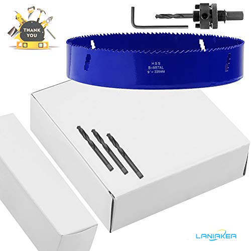 LANIAKEA 9-Inch Bi-Metal Hole Saw 229MM M42 Annular Hole Cutter HSS Variable Tooth Pitch Holesaw Set with Arbor Blue for Home DIYer - Thumbnail 7