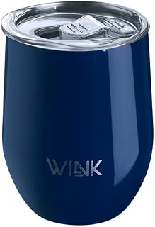 WINK Thermos Cup Stainless Steel 350ml - Leak-proof, BPA Free, Keep 3-4 Hours Hot and 4-5 Hours Cold, Thermos Mug To Go Insulation Mug for Coffee, Tea Water, Thermos Cup with Lid, Dark Navy