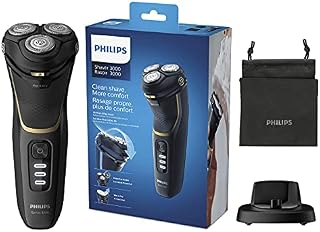 Philips Series 3000 Wet or Dry Men's Electric Shaver with a 5D Pivot & Flex Heads, Noir Gold