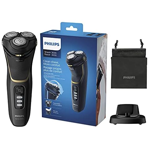 Philips Series 3000 Wet or Dry Men's Electric Shaver with a 5D Pivot & Flex Heads, Noir Gold Cover
