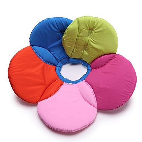 Image of Dog Collar, Pet Cone E-Collar Flower Soft Elizabethan Waterproof Grooming Recovery Protecive Adjustable Collar for Puppy Small Medium Dogs (M Neck:11-13in, Rainbow)